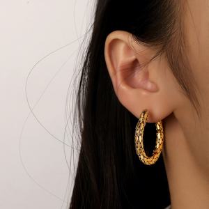 Best-Selling Chinese-Style Stainless Steel <b>Circle</b> Braided Ear <b>Ring</b> New Trendy Web-Patterned Semi-Net Wrapped Ear Hoop Jewelry - Product Image 4