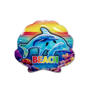 Logo personnalisé bois Bali <span class=keywords><strong>coucher</strong></span> de soleil dauphin Lovina plage Souvenir aimant de réfrigérateur - Product Image 4