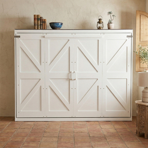 Oehome <b>Queen</b> <b>Size</b> Murphy <b>Bed</b> Wall <b>Bed</b> with Storage Modern Design Wood Frame & USB Port White - Product Image 1