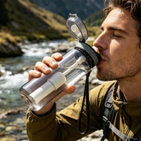 Botella de agua con filtro incorporado, sin BPA, portátil, para senderismo, camping, purificador de agua, a prueba de fugas