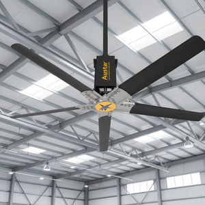 Ventilateur de plafond industriel HVLS à six pales noires pour les espaces commerciaux, solution de circulation d'air à haut volume et de refroidissement efficace - Product Image 1