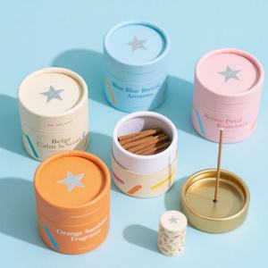 Personnalisez votre propre emballage en carton rigide, étiquette privée, forme ronde, tube en papier d'encens parfumé naturel luxueux - Product Image 3