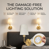 Lampe murale sans fil adhésive pour salon d'hôtel, abat-jour rechargeable, applique murale avec télécommande