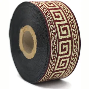 1.3 inch Custom Vintage Geometric Greek Key Tape Fabric Trims Woven Jacquard Ribbon Embroidered for Decoration