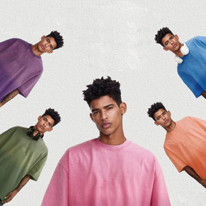 เสื้อยืดผู้ชายผ้าคอตตอน 100% ทรงหลวม ไซส์ใหญ่พิเศษ แบบสั่งตัด ไหล่ตก ระบายอากาศได้ดี - Product Image 3