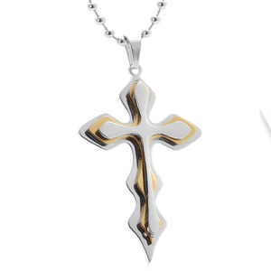 yunnique <b>Cross</b> Pendant Necklace Stainless Steel Unisex Fashionable Gold Black Blue Gift Jewelry - Product Image 1
