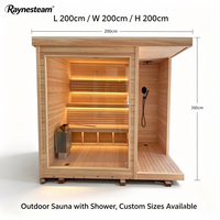 Ruang sauna kecil di rumah dengan shower, ruang sauna kayu cedar merah Kanada untuk penggunaan di halaman depan, taman, dan halaman belakang.