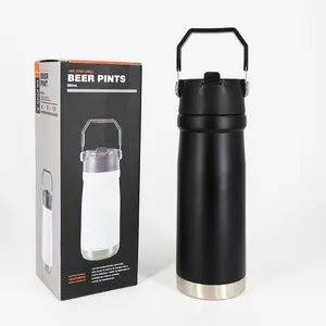 Factory Stainless Steel Double Walled Vacuum Flask Thermal Insulated Sport Water Bottles With Handle