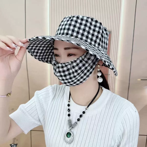 Nouvelle crème solaire et masque anti-poussière <span class=keywords><strong>chapeau</strong></span> <span class=keywords><strong>de</strong></span> pêcheur intégré <span class=keywords><strong>chapeau</strong></span> <span class=keywords><strong>de</strong></span> <span class=keywords><strong>jardinier</strong></span> à carreaux couvrant le visage et empêchant le violet - Product Image 3