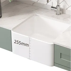 China Wholesale White Deep Wash Basin Ceramic 20 Inch Single Bowl Ceramic Kitchen Sink