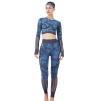 Ensemble de yoga sans couture en maille camouflage à motif léopard Nouveau design avec fonction respirante et fermeture à la taille élastique
