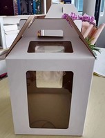 Boîte à gâteau grande et haute pour anniversaire avec poignée et fenêtre, en carton ondulé robuste, 3 couches, pour transport et livraison de gâteaux, logo personnalisé pour mariage, OEM