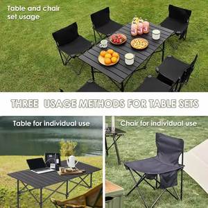 Ensemble table et chaises pliantes et rétractables multifonctionnelles pour barbecue extérieur, camping, gym et pique-nique - Product Image 3