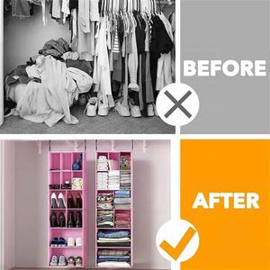 Multi-functional Foldable Fabric Hanging Storage Organizer for Bedroom Living Room Storing Clothes <b>Shoes</b> Bags Jewelry - Product Image 2