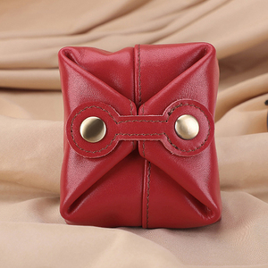 Porte-monnaie vintage en cuir véritable avec bouton, compact, portable, pour pièces de monnaie, clés, cartes, écouteurs, unisexe, simple et polyvalent - Product Image 5
