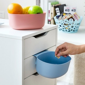 Hanging Kitchen Trash Can Round Cabinet Door Mount Storage Basket For Indoor Use Blue And Green - Product Image 3
