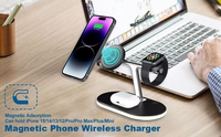Chargeur Magnétique Sans Fil 5-en-1 15W à Charge Rapide et Forte Adhérence pour iPhone 17/16/15/14, iWatch et AirPods