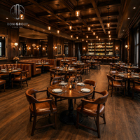 Ensemble de meubles de restaurant Ron Group, table ronde en bois massif, chaise ergonomique, banquette en cuir courbé rembourrée