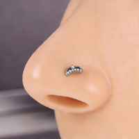 Piercing de nez en titane G23 courbé en S, 20G, incrusté de CZ, bijou de piercing pour narine, hypoallergénique, pour femme