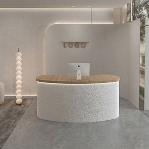 Mostrador de Recepción Moderno de Imitación Piedra para Salón de Belleza Pequeño, Peluquería o Barra de Bar, Mostrador de Tienda de Madera - Product Image 3