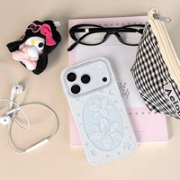 Nouvelle coque de téléphone de luxe en dentelle ovale ajourée scintillante style Ins, protection délicate pour iPhone 17 Pro Max 16 Pro 15 Pro 14 Pro 13