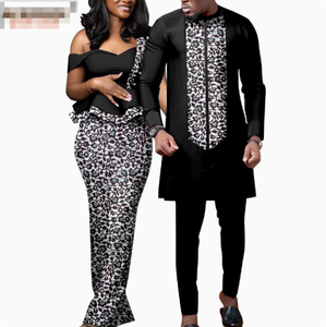Robes africaines pour femmes, tenues assorties pour couples <span class=keywords><strong>Bazin</strong></span> Lover, robes de soirée sirène imprimées, ensembles chemise et pantalon pour hommes, tenues de <span class=keywords><strong>mariage</strong></span> - Product Image 4