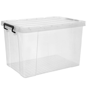 185L Clear Plastic Storage Bin Tote Organizing Container with Durable Lid and Secure Latching Buckles Stackable
