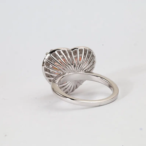 Bague de fiançailles élégante en or blanc massif 18 carats avec grand diamant rose en forme de cœur, cultivé en laboratoire, cadeau luxueux pour femme - Product Image 6