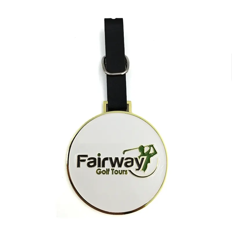 Etiquetas de bolsa de golf personalizadas, etiquetas de Metal con logotipo personalizado