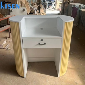 Modern Luxury Hotel Small Size <b>100CM</b> 120CM 150CM 160CM Reception <b>Desk</b> Checkout Counter Solid Wood Table for Beauty Salon - Product Image 3