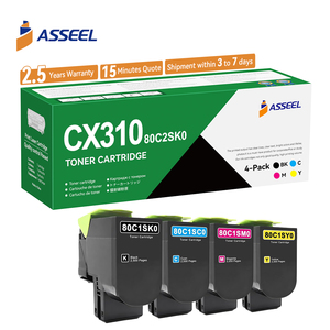 Cartouche de toner complète compatible pour 80C2SK0/80C2SC0/80C2SM0/80C2SY0, remplacement pour CX510dhe/<span class=keywords><strong>CX510de</strong></span>/CX510dthe - Product Image 1