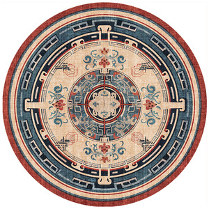 พรมลายวงกลมแบบเมดัลเลียน ผ้าไหมเส้นใยโพลีเอสเตอร์ สำหรับห้องนั่งเล่นและกลางแจ้ง - Product Image 1