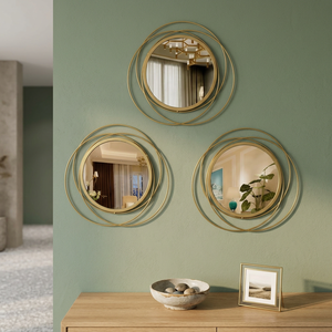 Modern Brass Rectangular Wall <b>Mirror</b> Decorative <b>Framed</b> Art Design <b>Gold</b> Finish 4.0mm Thick Eco-friendly Home Accent Use - Product Image 1