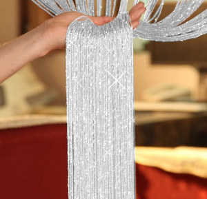 Rideau de porte en guirlandes scintillantes 1x2M, panneau mural à franges, rideaux à pompons pour la décoration de plafond de banquet, fête, mariage - Product Image 1