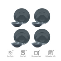 16 Pc Gris Foncé Moderne Glaçure Réactive Grès Ensemble Populaire Vente Chaude Cuisine Bols Assiettes En Céramique Tasse À Café Ensembles De Vaisselle