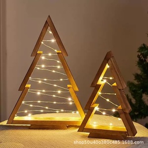 Wooden Christmas <b>Tree</b> Ornament With <b>Led</b> <b>Lights</b> Modern Home Decor For Desktop Fireplace Scene Decoration - Product Image 2