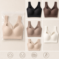 Soutien-gorge sans couture en polyamide et élasthanne, respirant, en dentelle tricotée, sans armatures, col en V, large, chaud et confortable, 5 couleurs, tailles régulières et grandes pour adultes