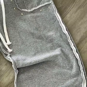 <span class=keywords><strong>Pantaloni</strong></span> da Jogging Personalizzati a Vita Alta in Felpa Francese, Gamba Larga e <span class=keywords><strong>Oversize</strong></span> per Uomo, Stile Distressed e Baggy - Product Image 5