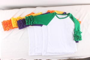 Giáng sinh đóng băng áo sơ mi trẻ em màu đỏ sọc trắng cơ thể raglan rung áo thun cô gái đóng băng ruffle raglan ngọn bóng chày trống áo sơ mi - Product Image 5