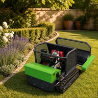 Tondeuse à gazon industrielle compacte sur chenilles, autotractée, 4 temps, sans fil, 1000W x 2, système 48V+12V