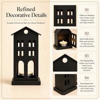 Porte-bougie créatif en fer forgé, style européen et américain, en forme de château, pour bougies chauffe-plat, décoration de Noël et ornement de bureau à domicile