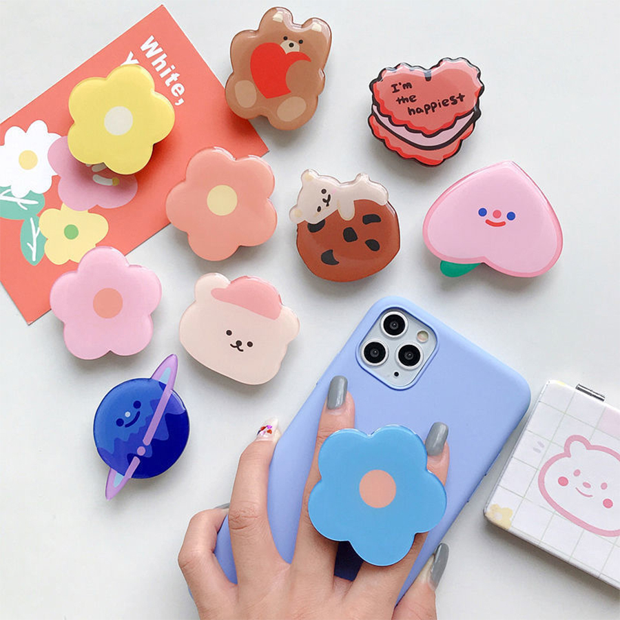 Acrylic Mobile Phone pocket socket Holder griptok With Cute Design Socket Blank custom phone grip For Cell Custom Phone Grip