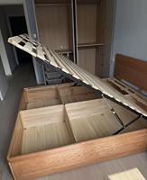 Lit de chambre moderne en bois massif de chêne, pliable, style minimaliste, avec rangement, taille King Size, très vendu