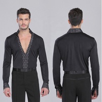 Costume de danse latine de salon, vêtements de performance avec strass, chemise en dentelle, pantalon de rumba, tenue de danse de samba, tenues de scène, vêtements pour hommes