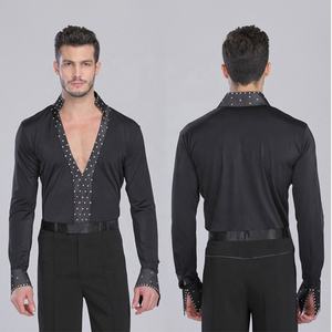 Traje de Baile Latino de Salón, Ropa de Actuación con Pedrería, Camisa de Encaje, Pantalones de <span class=keywords><strong>Rumba</strong></span>, Ropa de Baile de Samba, Trajes de Escenario, Ropa para Hombre - Product Image 5