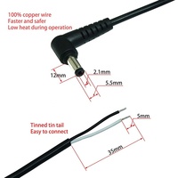 Cable de Carga de Corriente Continua con Conector de Barril de Ángulo Recto de 90 Grados Personalizado, Macho y Hembra, a Cable de Alimentación de Corriente Continua con Conector Abierto