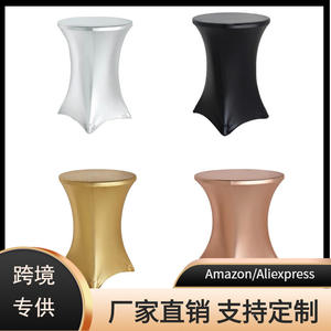 <span class=keywords><strong>Nappe</strong></span> de table de bar et de cocktail en polyester extensible, couleur unie, personnalisable, avec revêtement argenté, pour l'exportation - Product Image 2