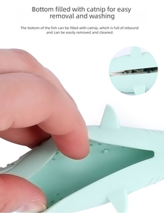 Juguete de hierba gatera de silicona para gatos, dientes molares para pescado, limpieza interactiva, cepillo de dientes, pescado - Product Image 6