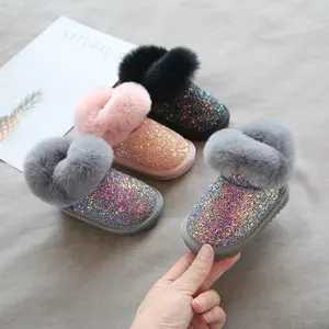 Bona-bottes de neige pour fille de 1 à 3 ans, chaussures de princesse en coton avec semelle souple, paillettes, nouveau Design à la mode, hiver