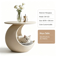 Table d'appoint en forme de lune, lit pour chat, couleur personnalisable, en fibre de verre, table basse, grotte intérieure pour animaux, nid luxueux pour chaton